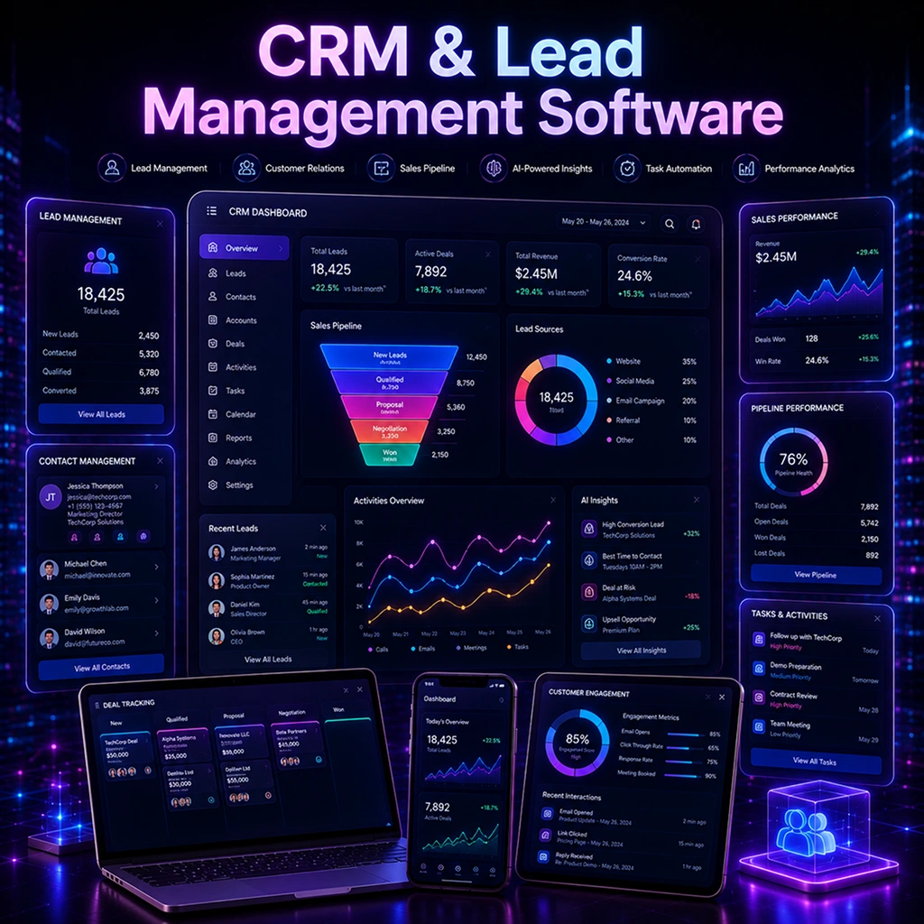 Customer relationship management and lead management software